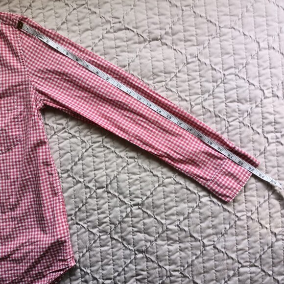 100% Cotton Gap Women's Red Checked Gingham Button-Down Shirt with Embroidery - Picture 10 of 12